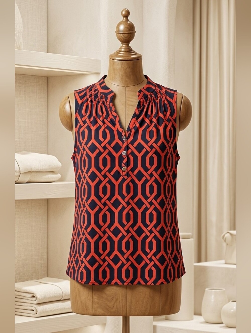 Escapada Sleeveless Half Button Front Top Size Small